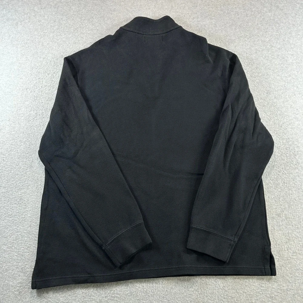 Polo Ralph Lauren Quarter Zip Pullover XL Black Estate Rib Cotton Blue Pony Logo